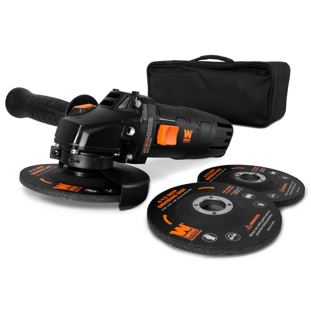 WEN 7.5-Amp 4-1/2-Inch Corded Angle Grinder with 3 Discs and Case, 94475 - Image 1