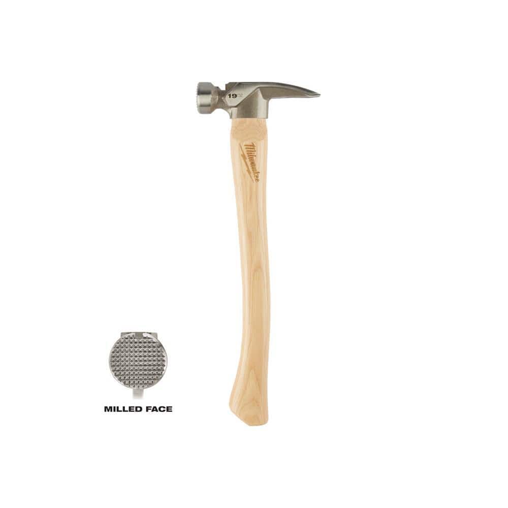 Milwaukee 19oz Milled Face Hickory Wood Framing Hammer - Image 1