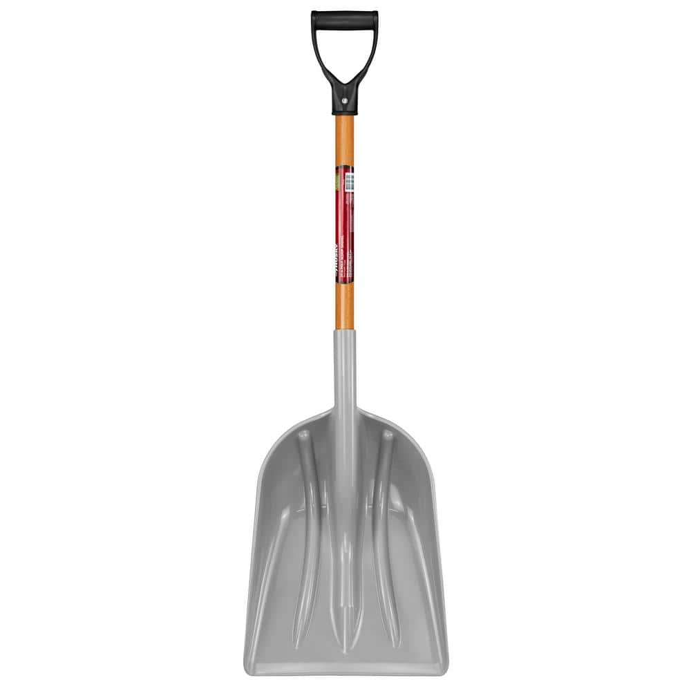 31 in. Wood Handle D-Grip Plastic Scoop Shovel - Image 1