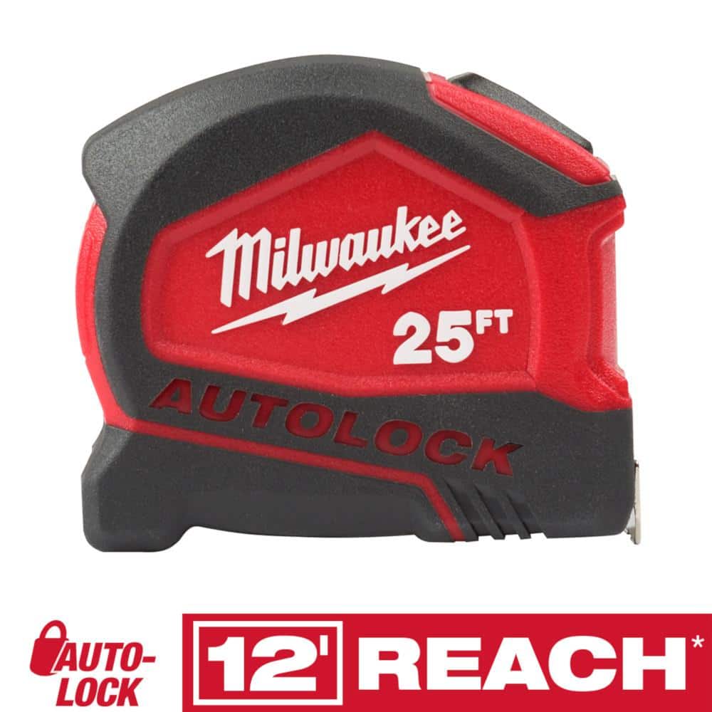 Compact Auto Lock 25 ft. SAE Tape Measure with Fractional Scale and 9 ft. Standout - Image 1