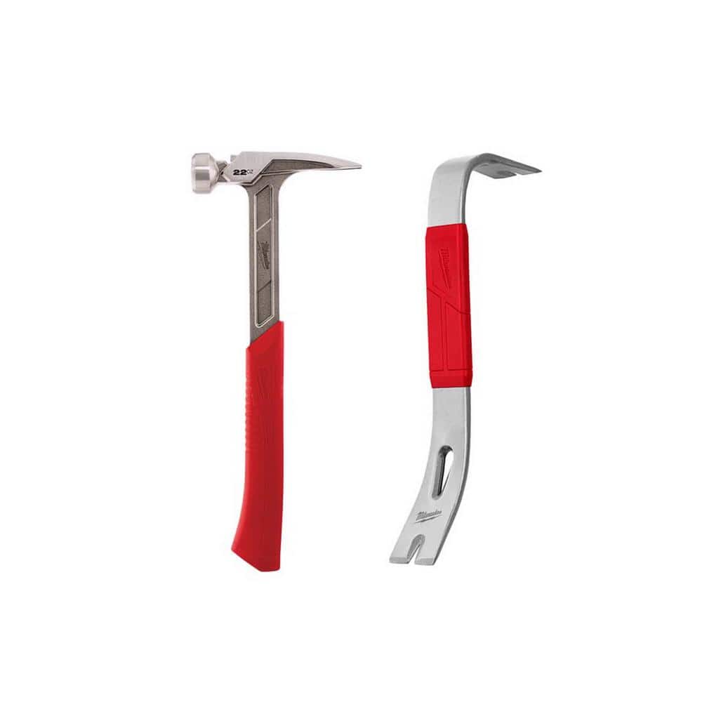 22 oz. Smooth Face Framing Hammer with 12 in. Pry Bar - Image 1