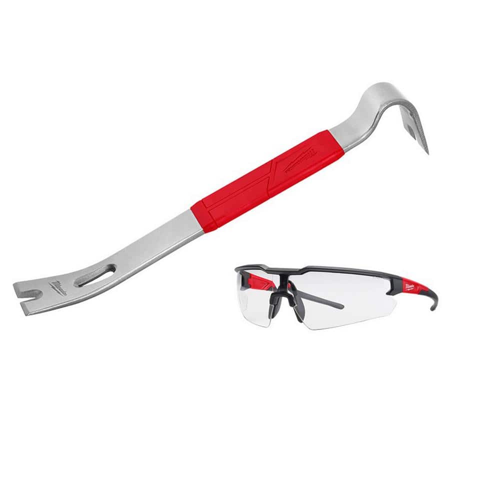 15 in. Pry Bar and Clear Safety Glasses Anti-Scratch Lenses - Image 1