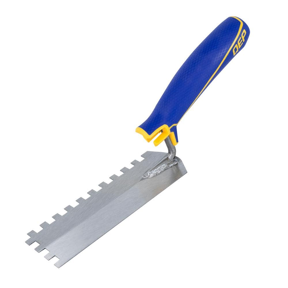 1/4 in. x 1/4 in. x 1/4 in. Comfort Grip Square-Notch Margin Flooring Trowel with Bucket Hook - Image 1