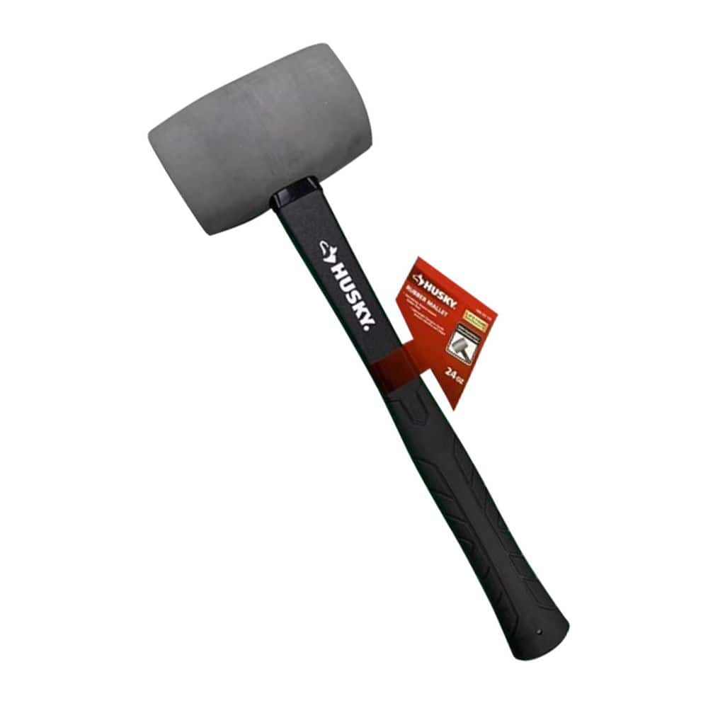 24 oz. Gray Rubber Mallet with 14 in. Fiberglass Handle - Image 1