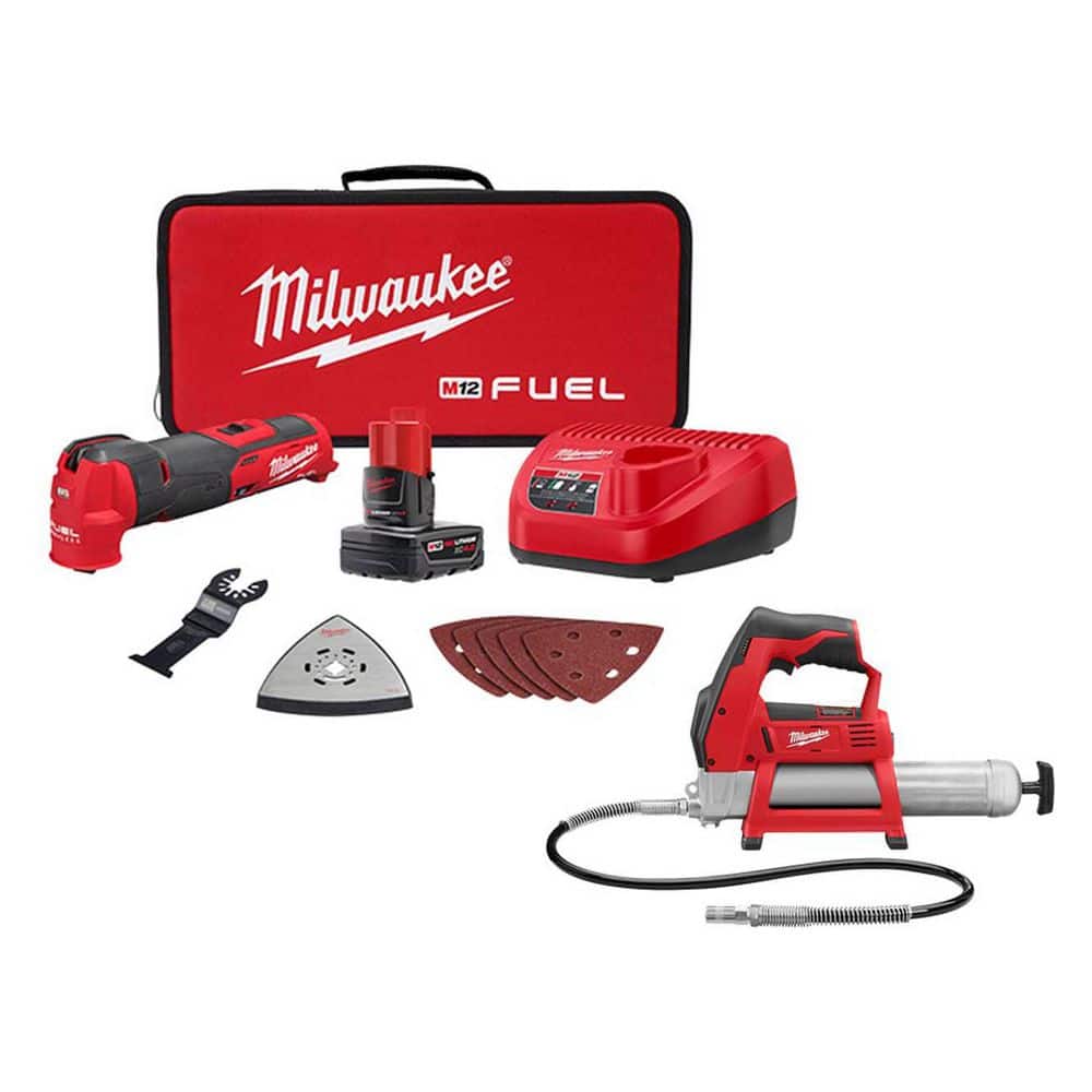 M12 FUEL 12V Lithium-Ion Cordless Oscillating Multi-Tool Kit with Grease Gun - Image 1