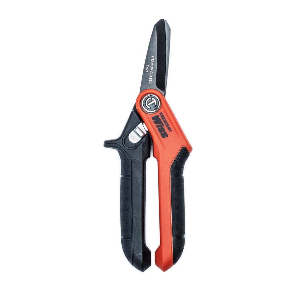 Crescent Wiss 7-1/2" Titanium Coated Tradesman Utility Shears - Industrial Heavy Duty Utility Shears/Scissors for Cutting Leather, Wire, Cardboard - CW7T - Image 1