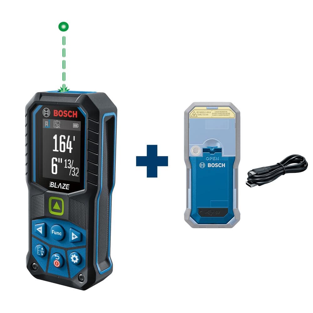 Blaze 165 ft. Green Laser Distance Tape Measuring Tool Plus 3.7-Volt Lithium-Ion 1.0 Ah Battery with USB Charging - Image 1