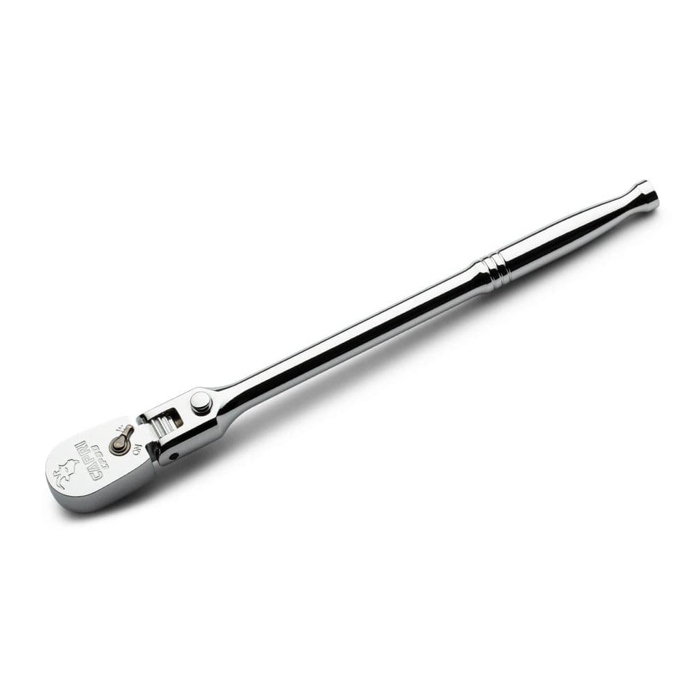 1/4 in. Drive Fine 90-Tooth Locking Flex-Head Ratchet, Extra Long Chrome Handle - Image 1
