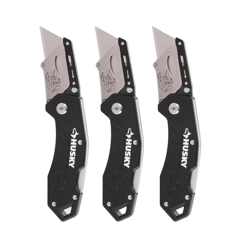 HUSKY 3-PACK FOLDING LOCK-BACK Utility Knife - Image 1