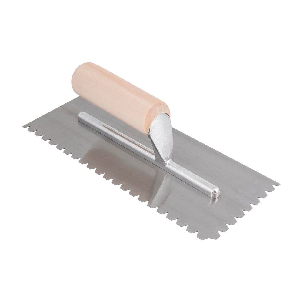 1/4 in. Flat Top V-Notch Pro Wood Flooring Trowel with Wood Handle - Image 1