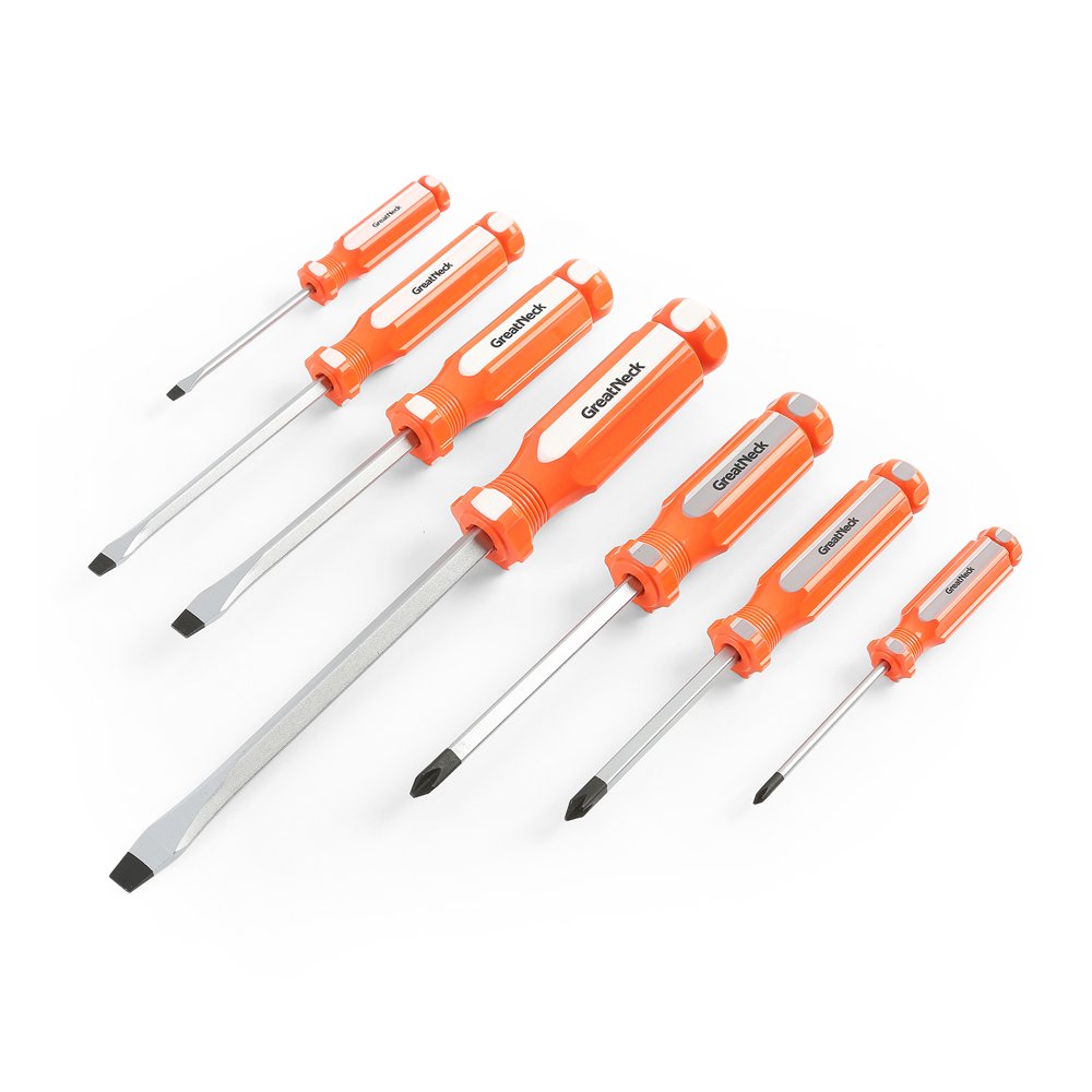 GreatNeck 73772 7 Piece Screwdriver Set, Slotted Phillips Screwdriver Set, GreatNeck Tools, Set of Phillips Screwdrivers, Flat Head Screwdriver Set - Image 1