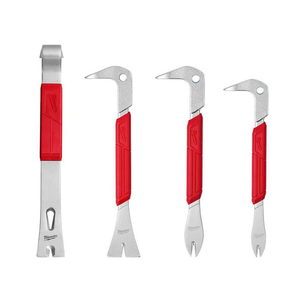 15 in. Pry Bar with 10 in. Molding Puller Pry Bar and 2-Piece Nail Puller with Dimpler Set (4-Piece) - Image 1