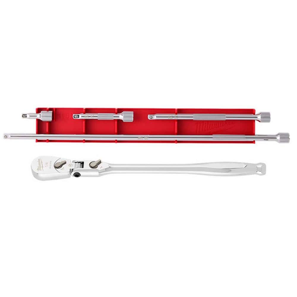 1/4 in. Drive 9 in. Flex Head Ratchet with 1/4 in. Drive Extension Set (5-Piece) - Image 1