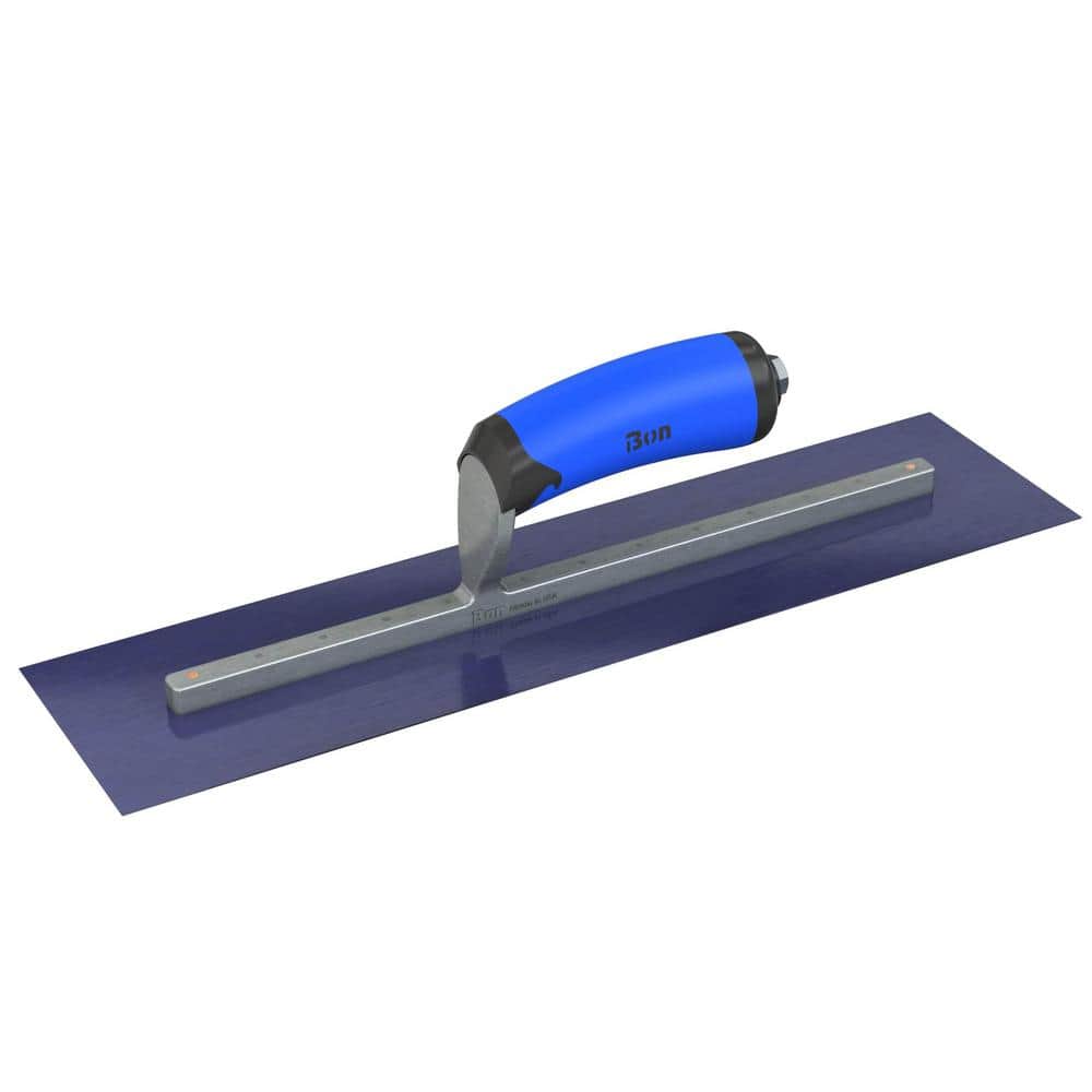 16 in. x 5 in. Blue Steel Square End Finish Trowel with Comfort Wave Handle and Long Shank - Image 1