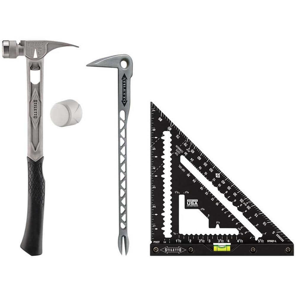 15 oz. TiBone Milled Face with Curved Handle, Mallet Cap, and 12 in. Titanium Clawbar Nail Puller with Dimpler (3-Piece) - Image 1
