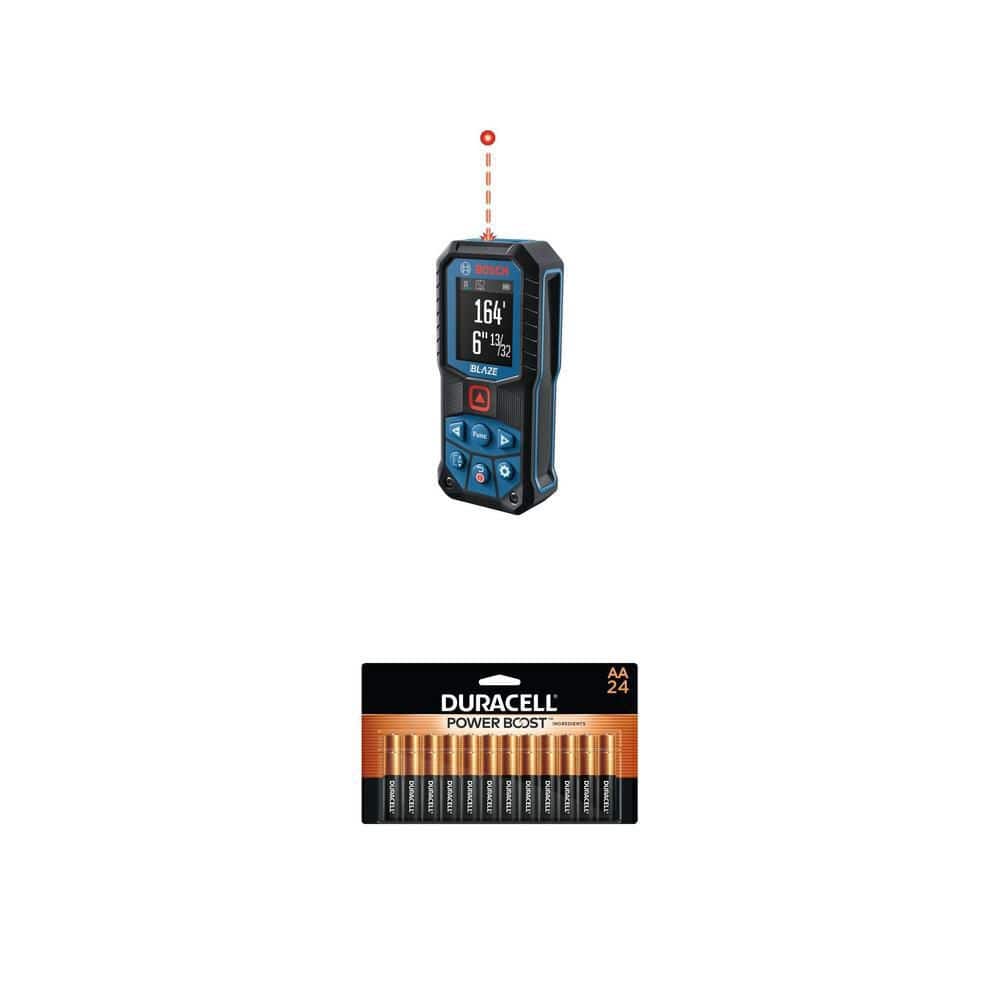 BLAZE 165 ft. Laser Distance Measuring Tool with Color Screen and AA Alkaline Batteries (24-Pack) Combo - Image 1