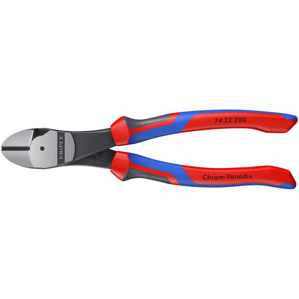 8" High Leverage 12-Degree Angled Diagonal Cutters, Comfort Grip - Image 1
