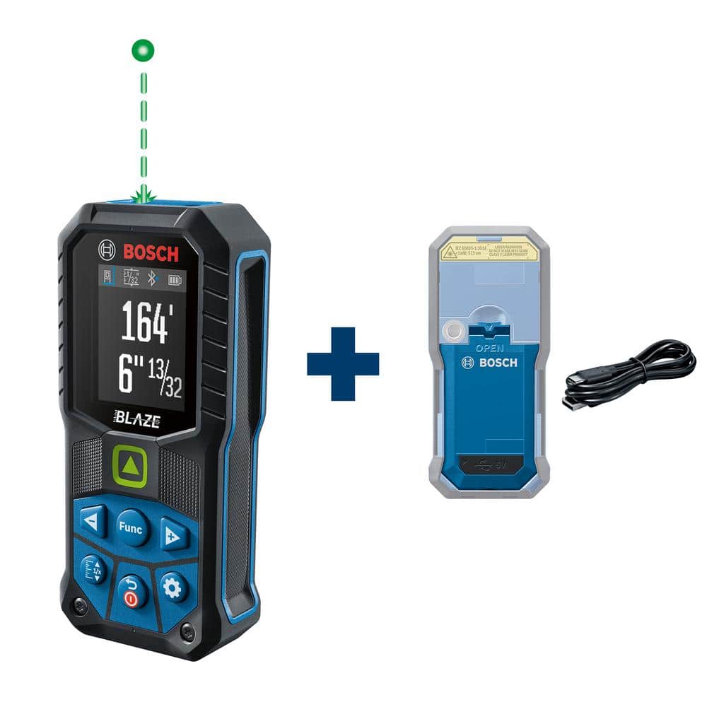 BLAZE 165 ft. Green Laser Distance Tape Measuring Tool, Bluetooth Plus 3.7V Lithium-Ion 1.0 Ah Battery with USB Charging - Image 1