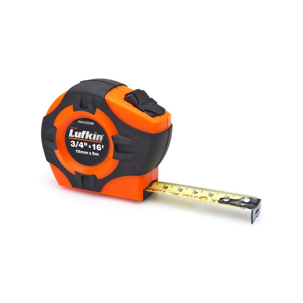 Lufkin P1000 Series 3/4 in. x 5m/16 ft. Hi-Viz Orange SAE/Metric Yellow Clad A30 Blade Power Return Tape Measure - Image 1