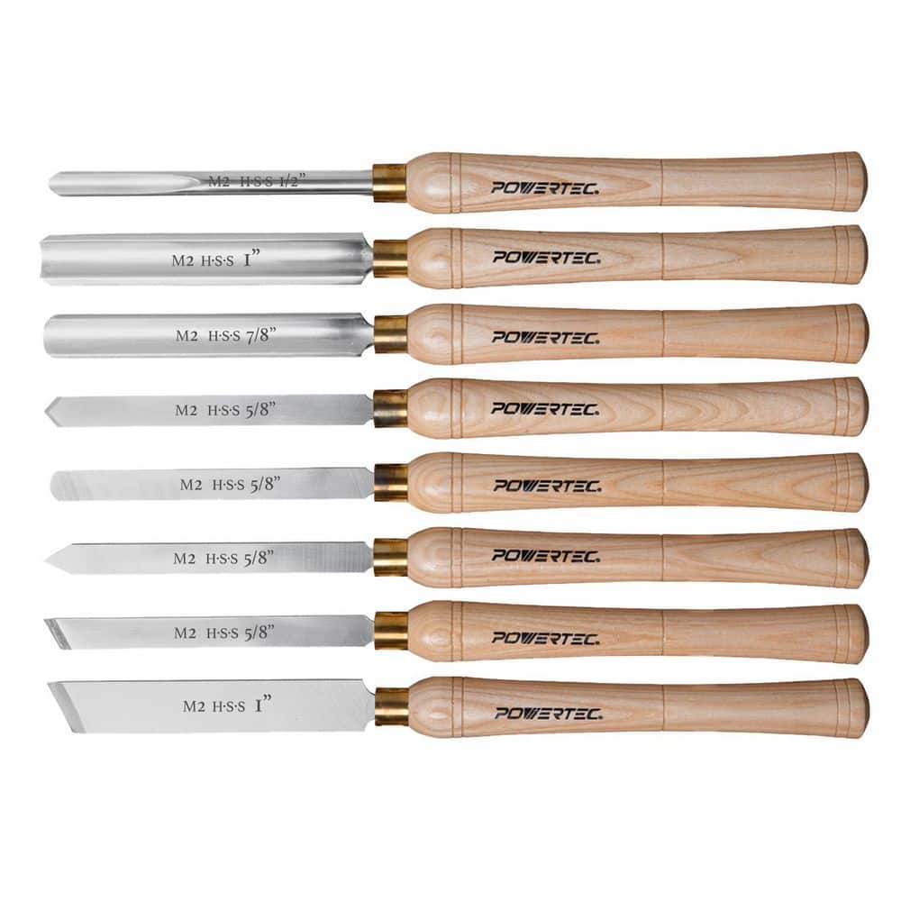 8-Piece HSS Lathe Chisel Set, Wood Turning Tools with Scrapers, Gouges, Skews - Image 1