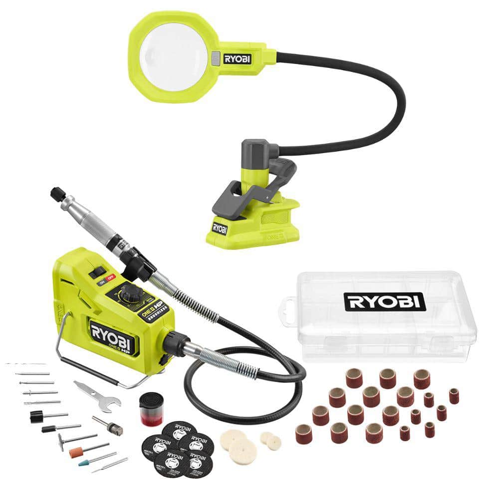 ONE+ 18V Cordless 2-Tool Combo Kit with ONE+ HP Brushless Rotary Tool and Cordless Magnifying Clamp Light (Tools Only) - Image 1