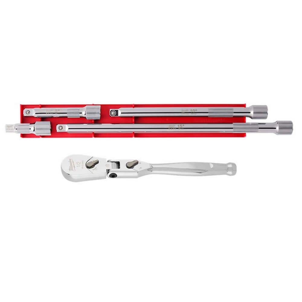 1/2 in. Drive 11 in. Flex Head Ratchet with 1/2 in. Drive Extension Set (5-Piece) - Image 1