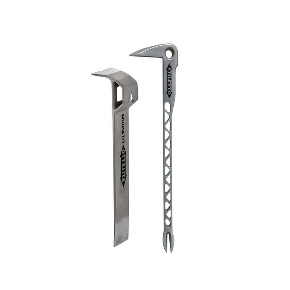Titanium Multi Functional Glazer Bar with 12 in. Titanium Clawbar Nail Puller with Dimpler (2-Piece) - Image 1