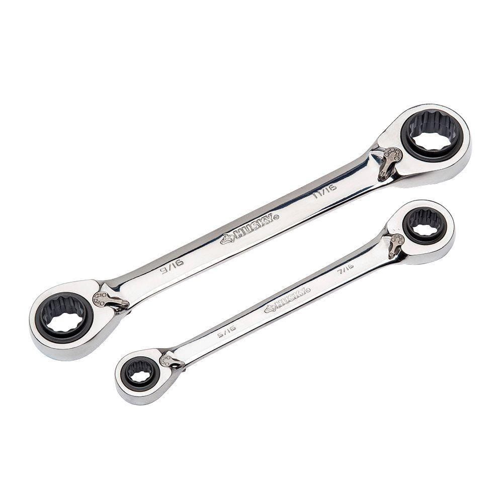 SAE Quad Drive Ratcheting Wrench Set (2-Piece) - Image 1