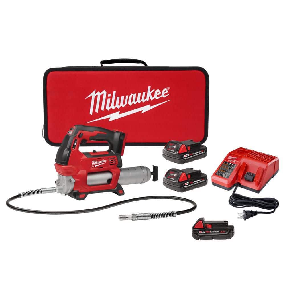 M18 18V Lithium-Ion Cordless 2-Speed Grease Gun 2 Battery Kit with M18 2.0 Ah Compact Battery - Image 1
