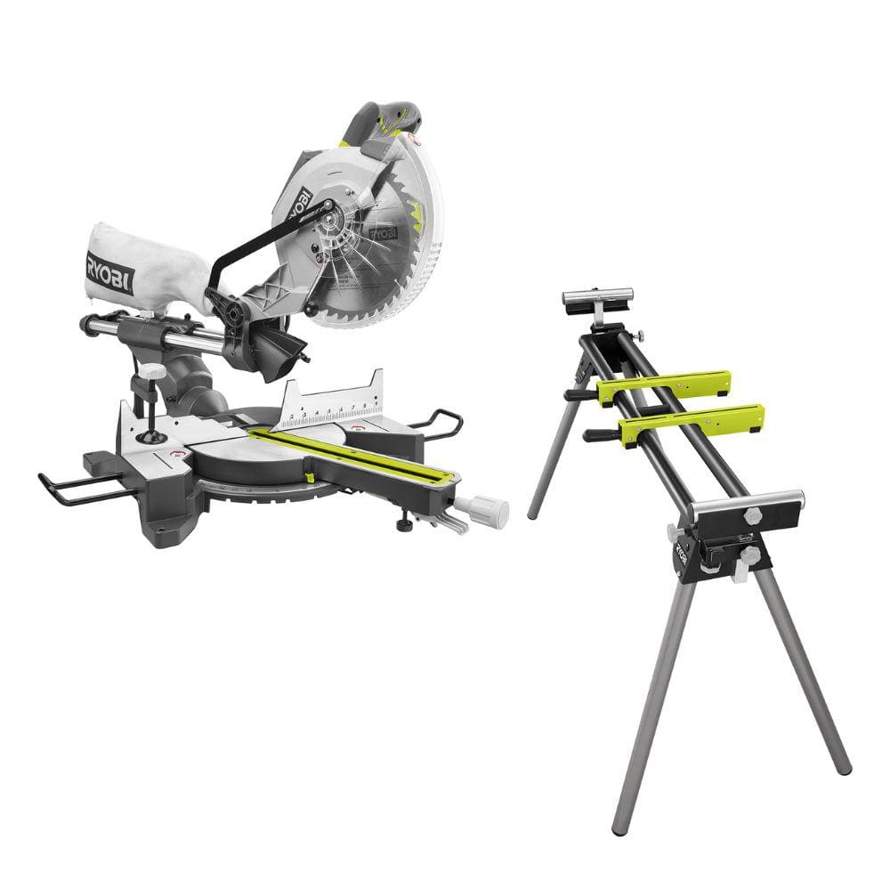 15 Amp 10 in. Corded Sliding Compound Miter Saw and Universal Miter Saw QUICKSTAND - Image 1