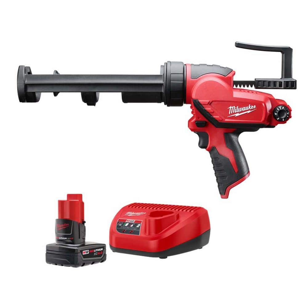 M12 12V Lithium-Ion Cordless 10 oz. Adhesive and Caulk Gun with XC Battery Pack 4.0 Ah and Charger Starter Kit - Image 1