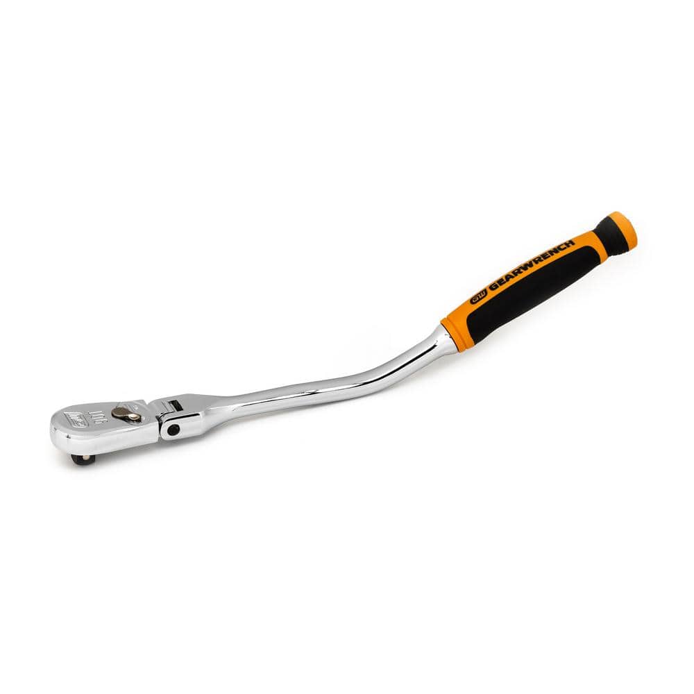 3/8 in. Drive 90-Tooth Dual Material Offset Flex Head Teardrop Ratchet - Image 1