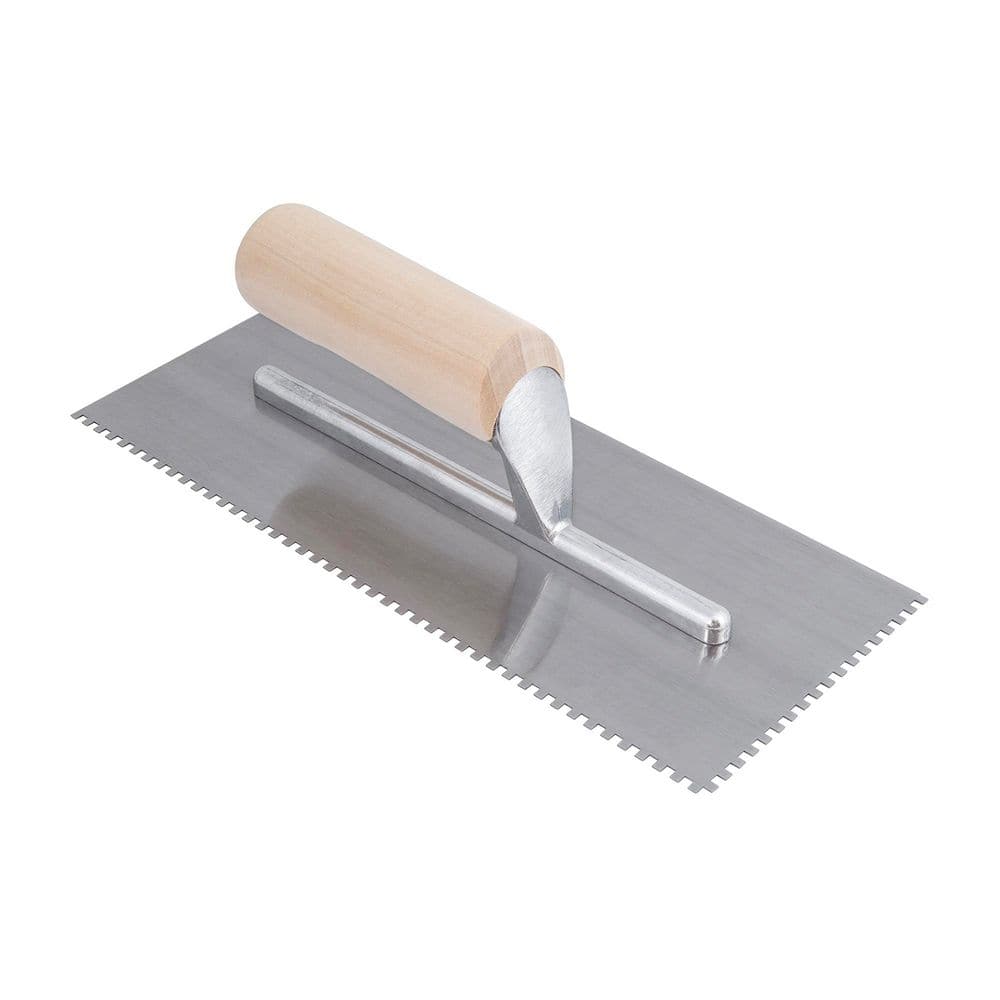 1/8 in. x 1/8 in. x 1/8 in. Square Notch Pro Wood Flooring Trowel with Wood Handle - Image 1