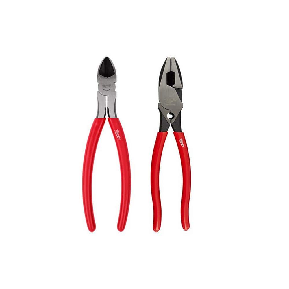8 in. Diagonal Cutting Pliers and 9 in. High-Leverage Linesman Pliers with Crimper (2-Piece) - Image 1