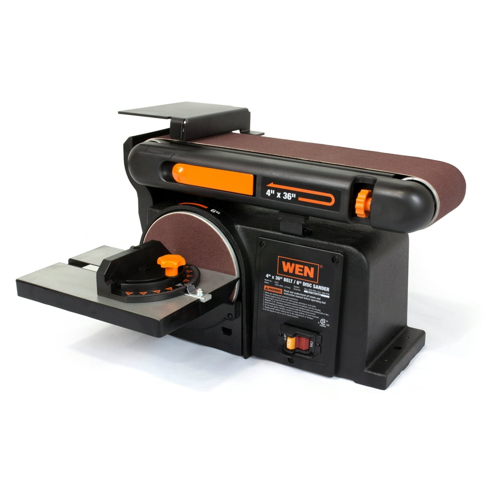 WEN Benchtop Belt and Disc Sander with 4 x 36 in. Belt, 6 in. Disc and Cast Iron Base (6502T) - Image 1