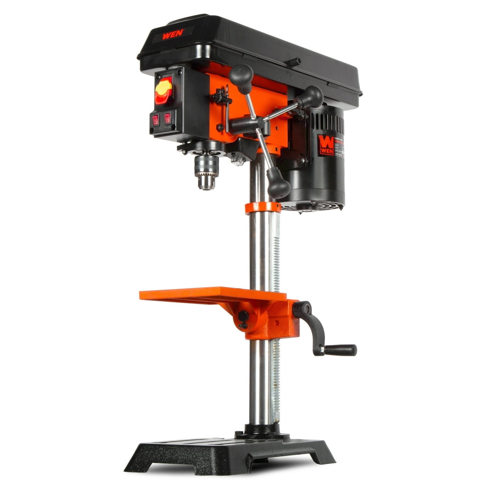 WEN 10-Inch Benchtop Drill Press, 6.2-Amp 5-Speed Motor with Cast Iron Construction, Laser and LED Work Light (DP1050) - Image 1