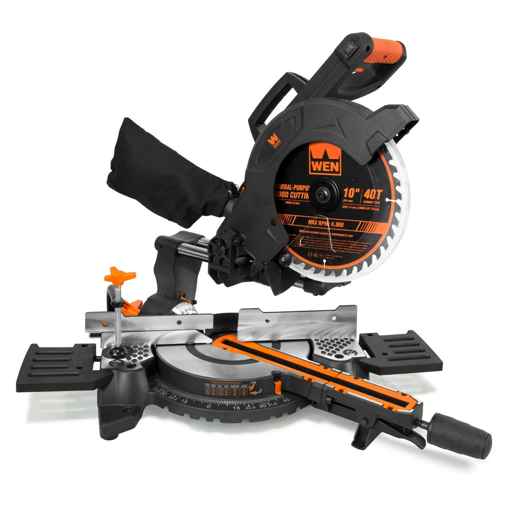 WEN 10-Inch Sliding Compound Miter Saw, Single Bevel, 15-Amp Motor with Laser (MM1011T) - Image 1