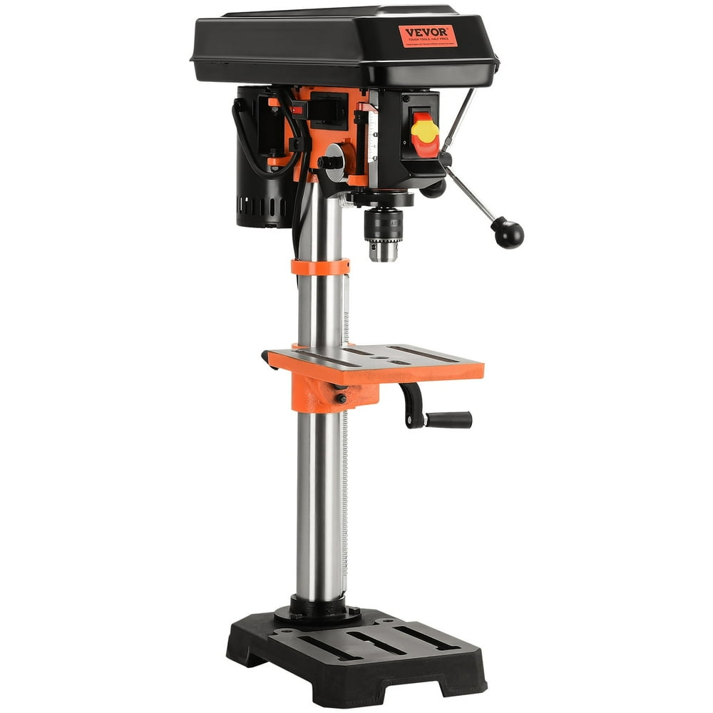 VEVOR Benchtop Drill Press, 3.2 Amp and 5-Speed Adjustable Drill Press with 10 in Swing, Cast Iron Frame, Worktable Tilts 0-45°, Ideal for Drilling Wood & Metal - Image 1