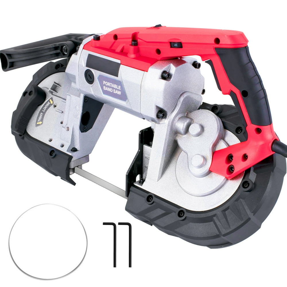 KFFKFF Portable Band Saw, 5 Inch Cutting Capacity Cordless Band Saw, Variable Speed Handheld Band Saw, 10 Amp Motor Portable Band Saw, Deep Cut Band Saw for Metal, Wood, Pipe, Rebar and Plastic - Image 1