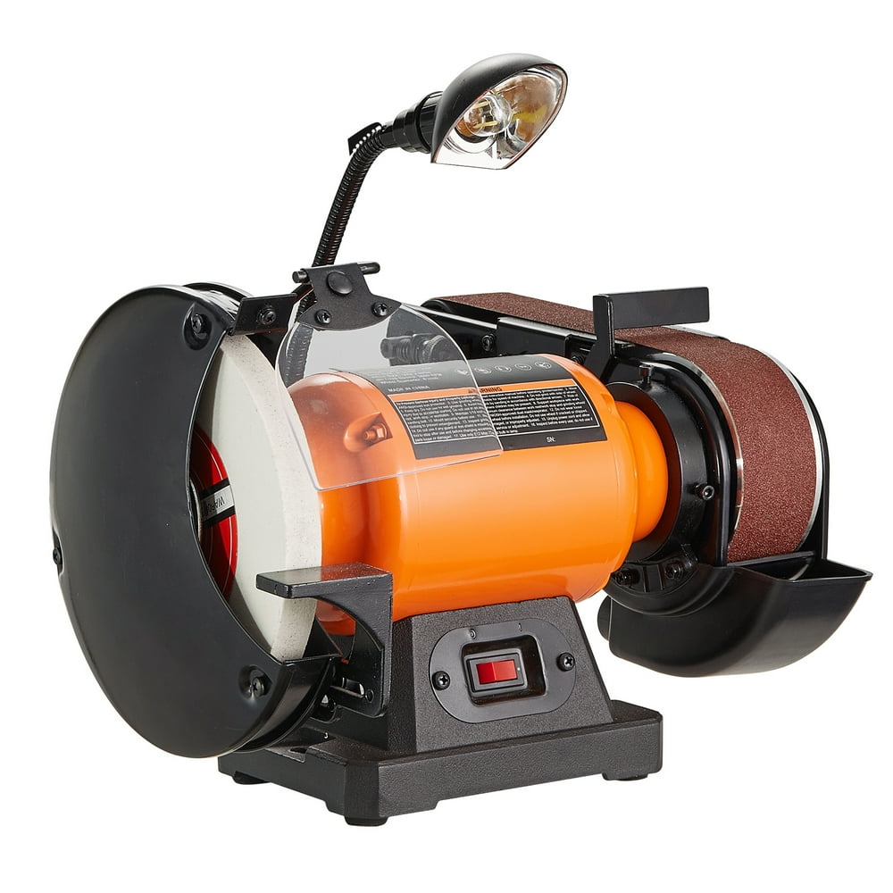KFFKFF Bench Grinder, 8" Bench Grinder Sander with 2.5A Induction Motor with 2" x28 " Belt Sander Combo for Metalworking Sharpening Grinding - Image 1