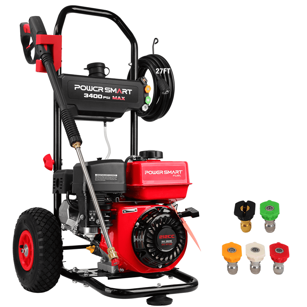 PowerSmart 3400PSI Gas Pressure Washer, 212cc Engine 2.5GPM 5 Quick-Adjustable Nozzles for Gardens - Image 1