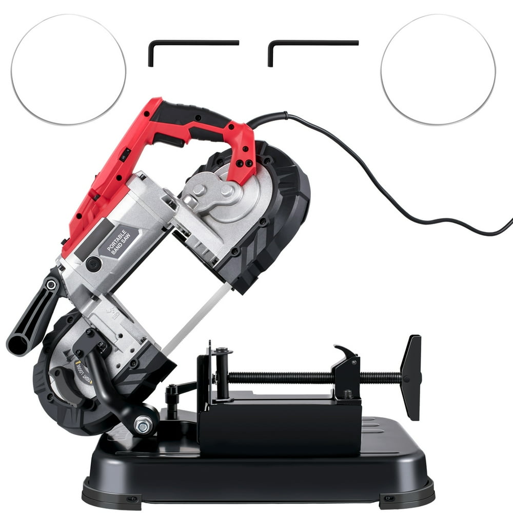 KFFKFF Portable band saw, 110V removable alloy steel base rechargeable band saw, 5 inch cutting capacity handheld band saw, variable speed portable band saw, 10 amp motor, deep cutting band saw for - Image 1