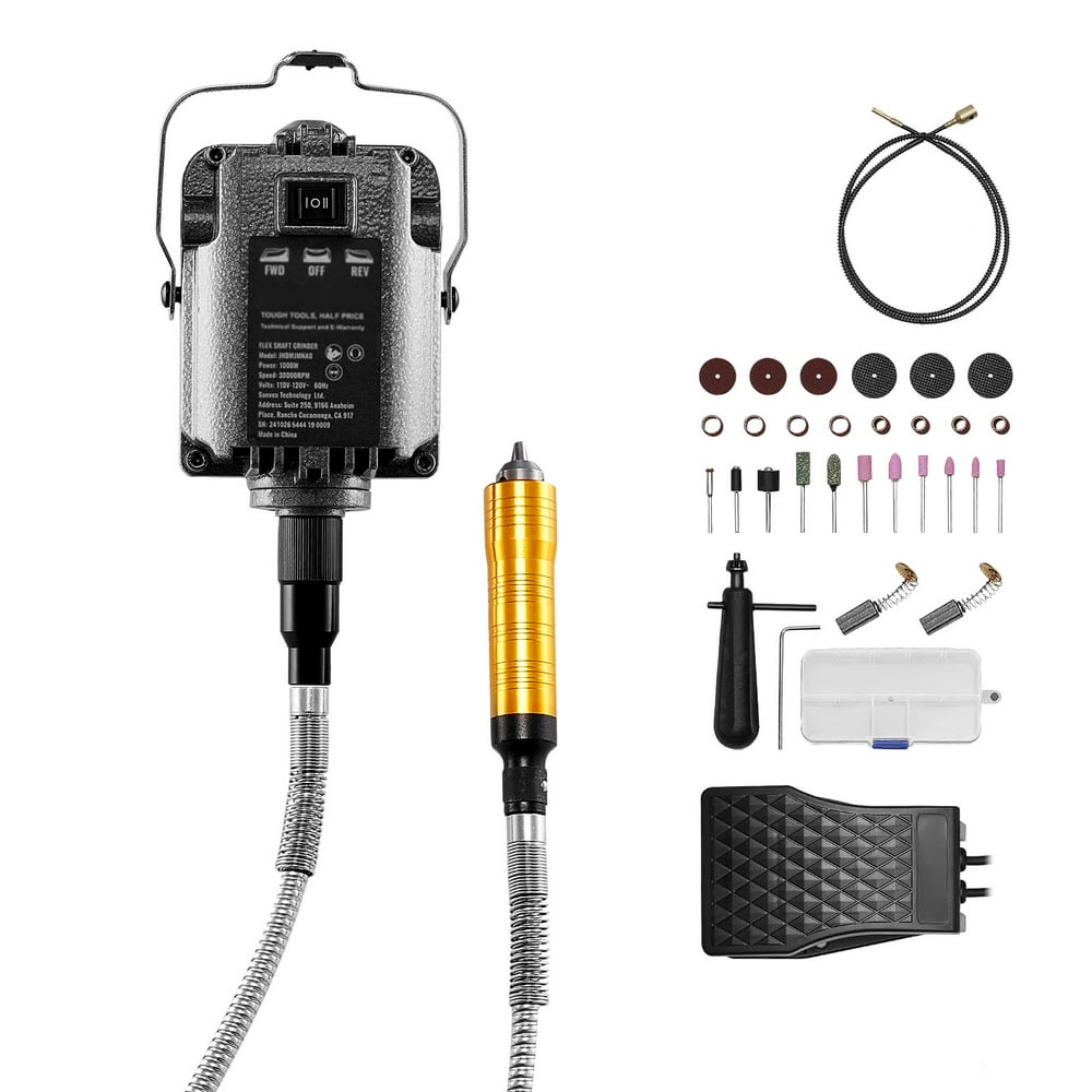KFFKFF Flexible Shaft Grinder, 1000W 30,000RPM Electric Rotary Tool with Flex Shaft, Versatile Hanging Grind Machine with 31PCS Attachments & Foot Pedal for Sculpting, Smoothing, Drilling, Polishing - Image 1
