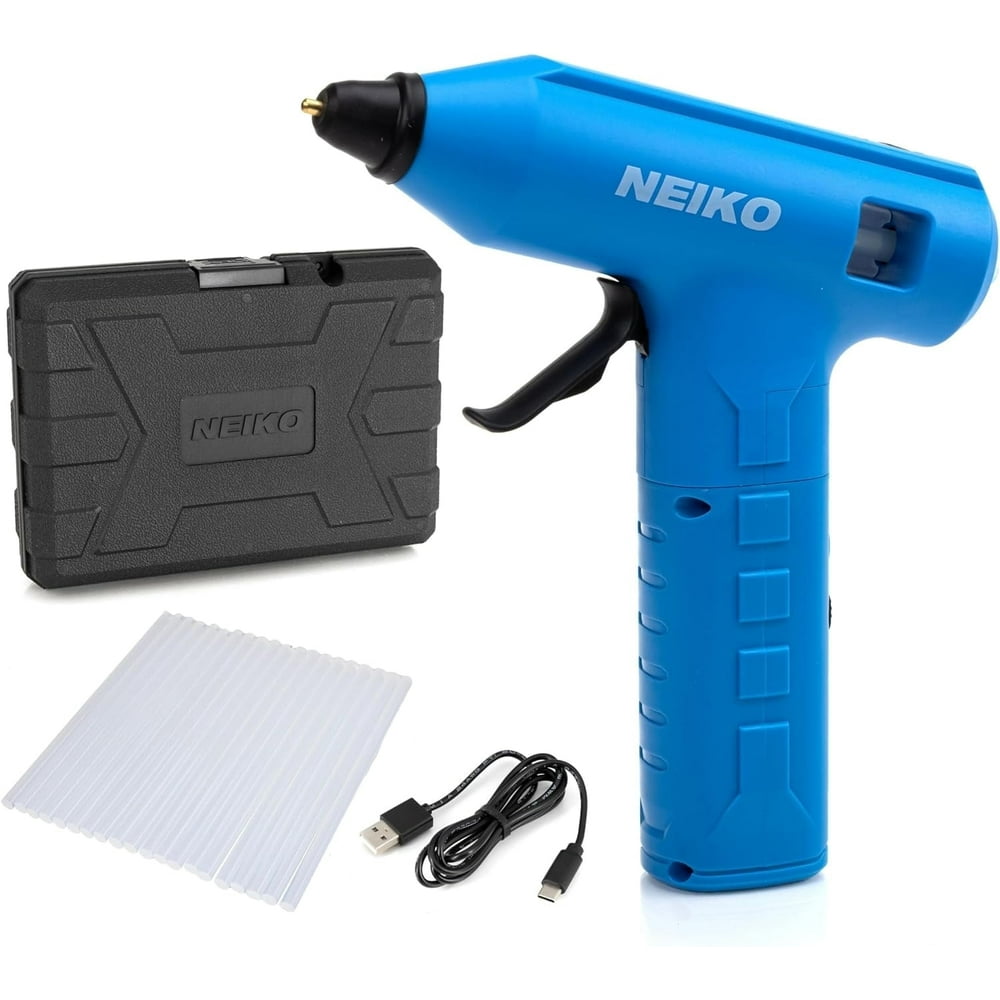 NEIKO 10582A Cordless Glue Gun, 20W Rechargeable Hot Glue Gun, 20 Glue Sticks Included, Wireless Anti Drip Nozzle Mini Glue Gun for Arts and Crafts, Mini USB Charging Port, Insulated Nozzle - Image 1