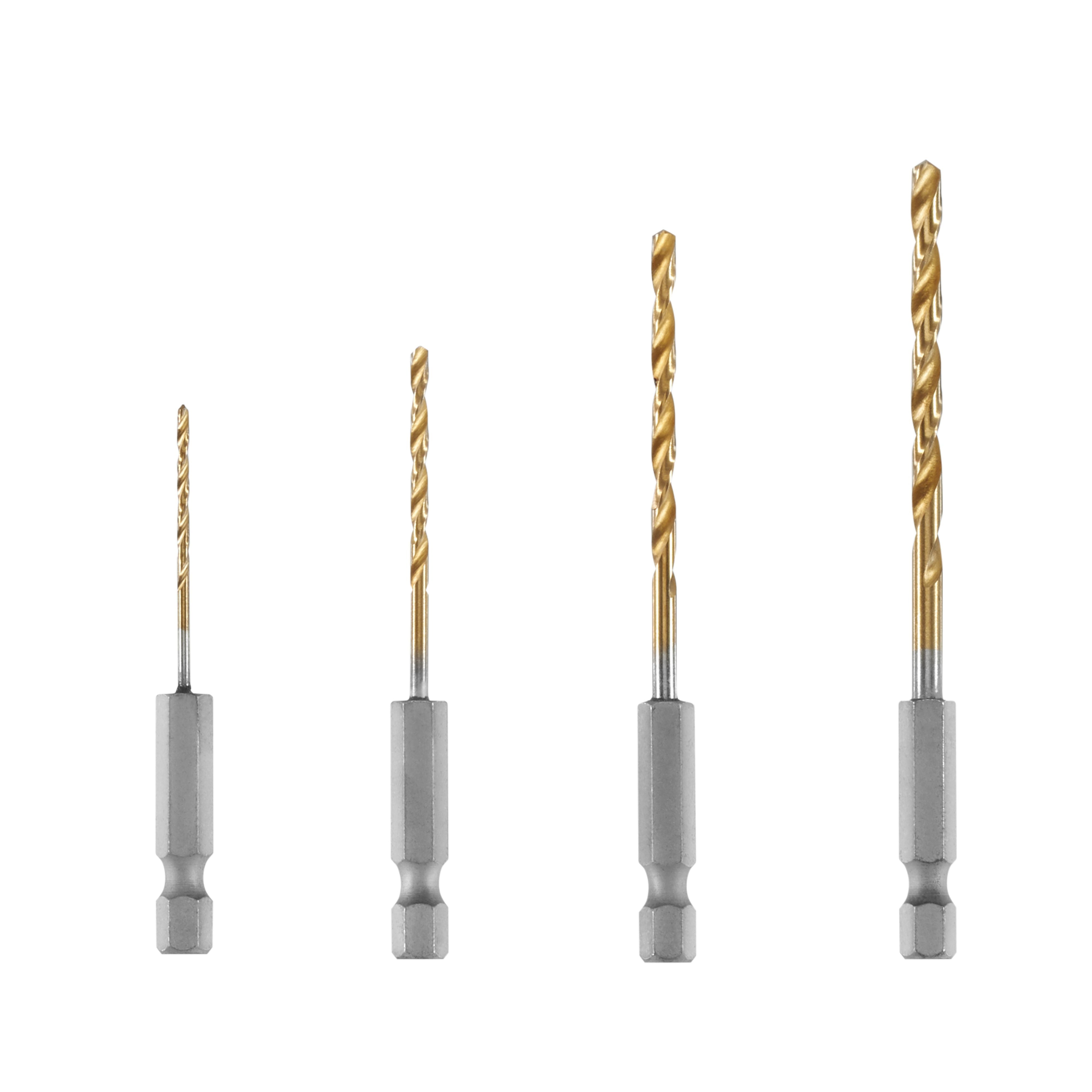 HART 4-Piece Hex Shank Titanium Drill Bit Set (1/16, 3/32, 1/8, 5/32) - Image 1