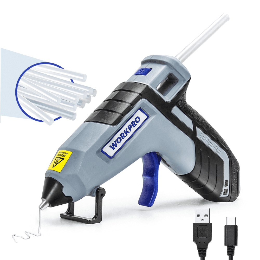 WORKPRO 3.6V Cordless Hot Glue Gun (Upgrade), Fast Preheating, Smart Power-Off, USB-C Rechargeable Glue Gun, Less-drip Hot Glue Gun Kit with 20 Pcs Premium Mini Glue Sticks for DIY, Crafting and Arts - Image 1