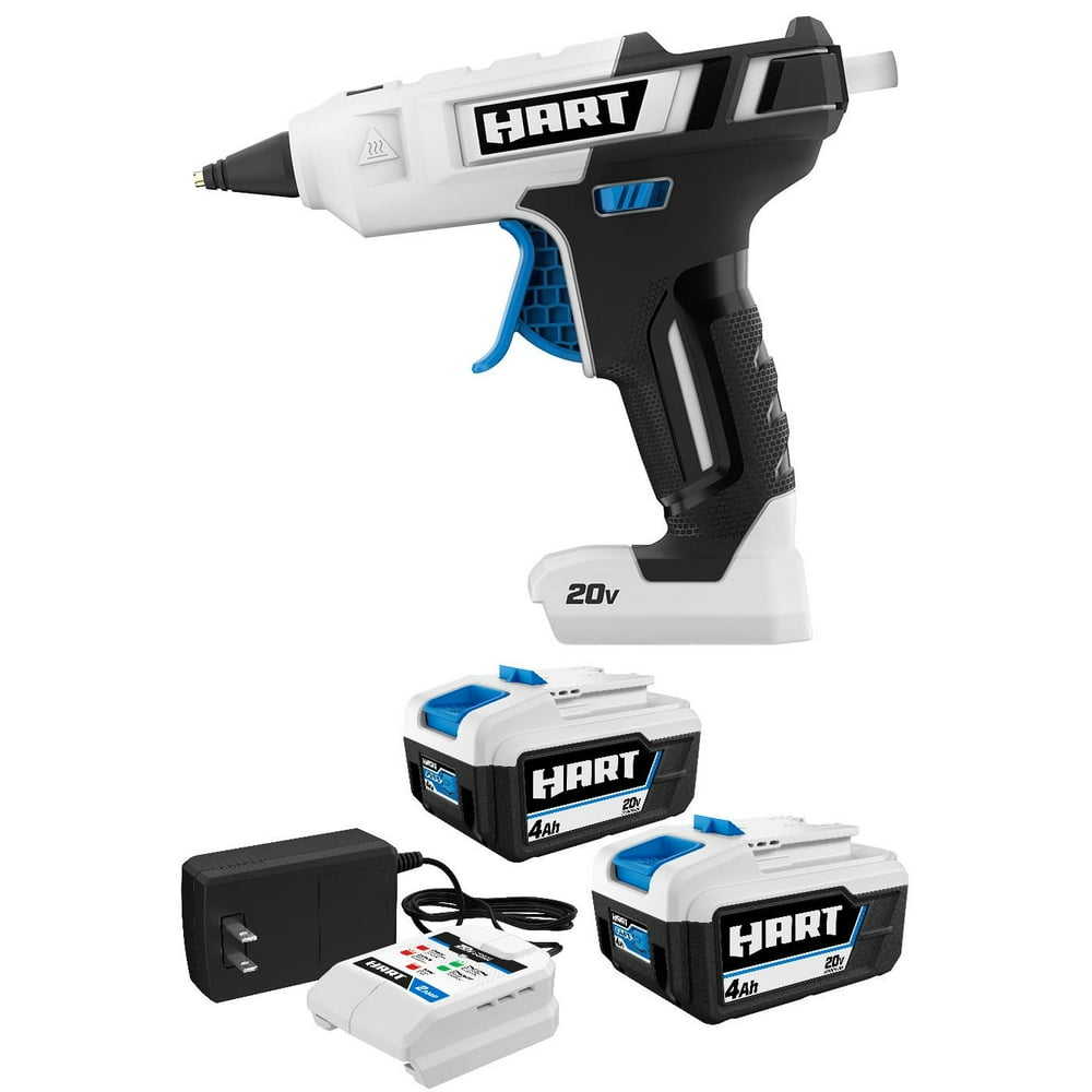 HART 20-Volt 2-Pack 4Ah and Charger Starter Kit and Glue Gun Bundle - Image 1