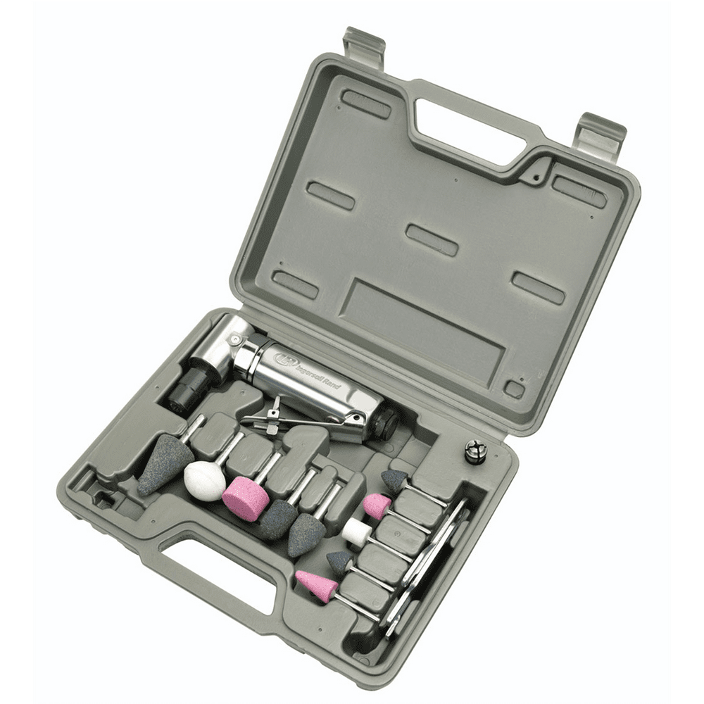 Ingersoll Rand Air Angle Die Grinder Kit 0.25 HP 21000 RPM 10 Mounted Grinding Tips - Image 1