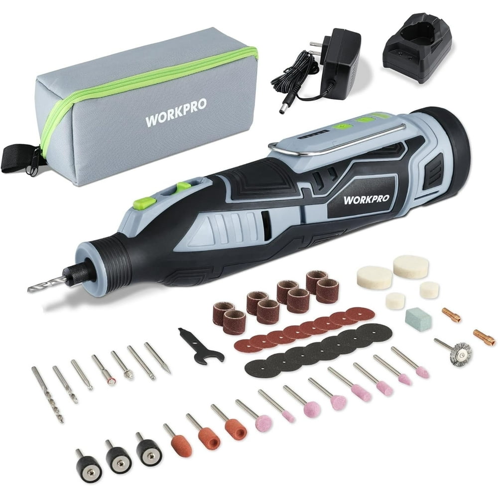 WORKPRO 12V Cordless Rotary Tool Kit, 5 Variable Speeds, Powerful Engraver, Sander, Polisher, 114 Easy Change Accessories, Craft Tool for Handmade and DIY - Image 1