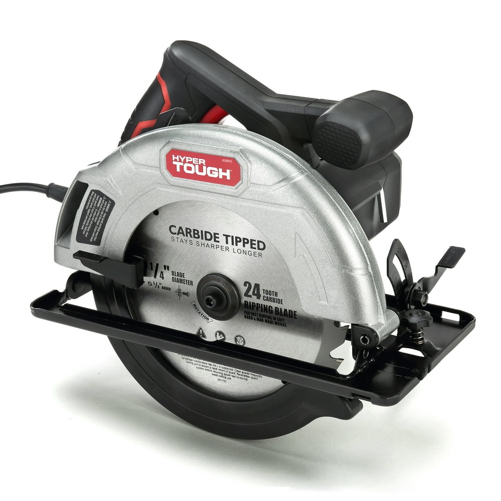 Hyper Tough 12 Amp Corded Circular Saw with 7-1/4 inch Steel Shoe and Adjustable Bevel - Image 1